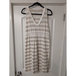 Tommy Hilfiger Sleepwear Striped Tank Dress XL Beige White Ruffle V-Neck NWTs